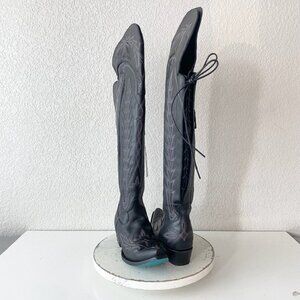 Lane LEXINGTON Over The Knee Womens Cowboy Boots 7.5 Black Western Cowgirl Tall